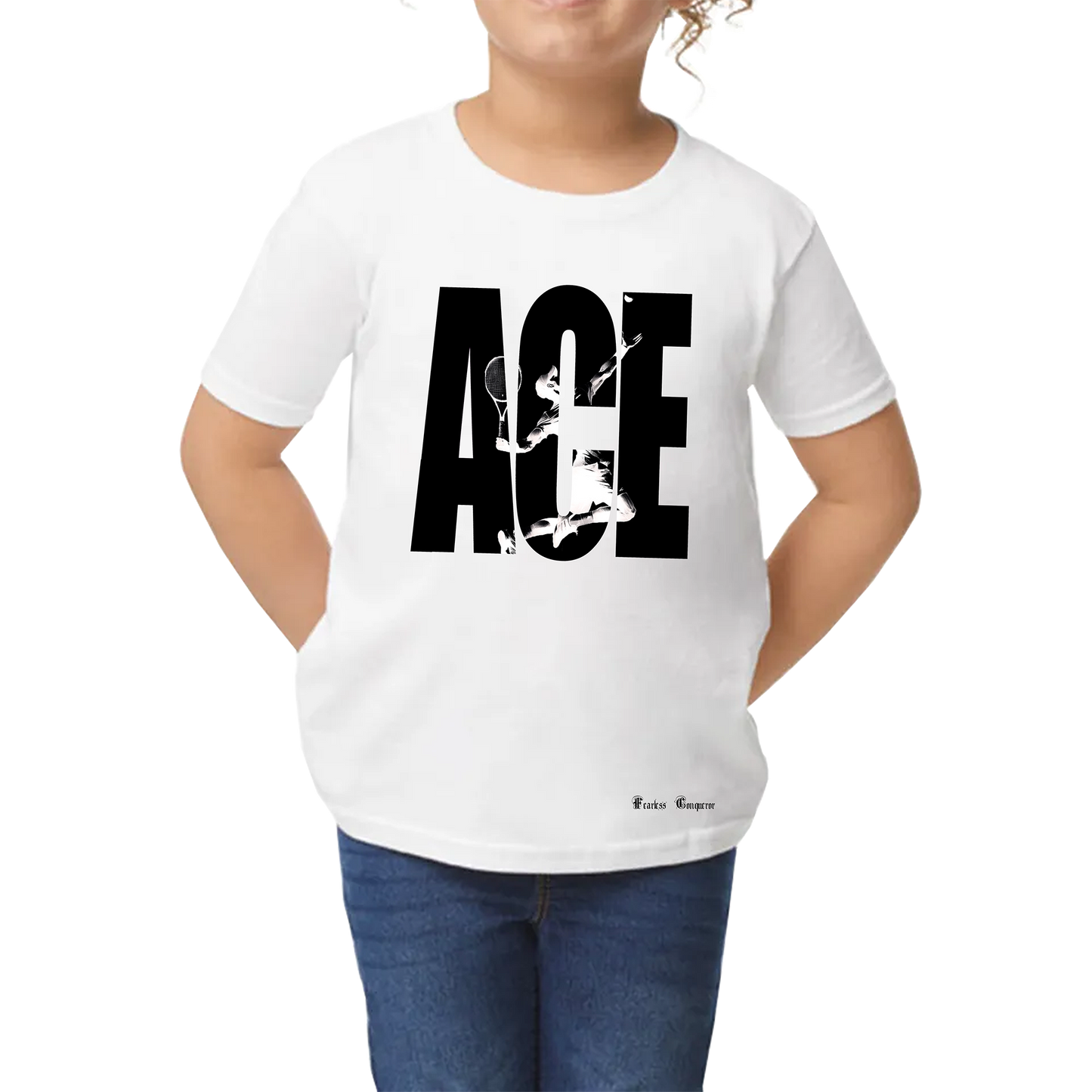Tennis Ace Tshirt for Kids & youth in White Colour