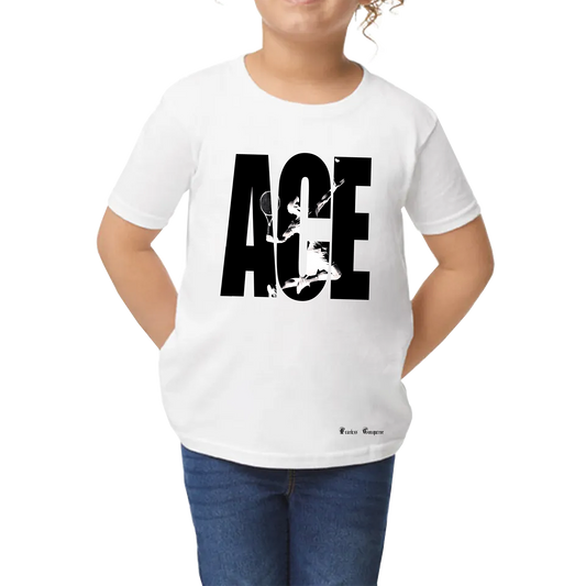 Tennis Ace Tshirt for Kids & youth in White Colour