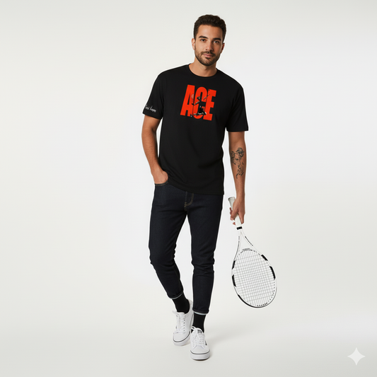 Ace T-Shirt | Game, Set, Match, Ace| Black/Red