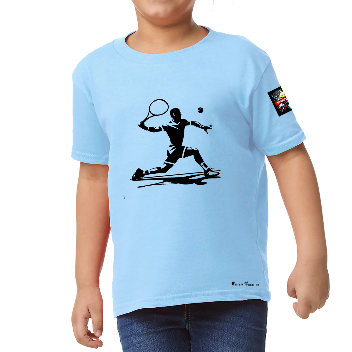 Fear the Forehand Tennis Tshirt for Kids & youth in Cyan Colour