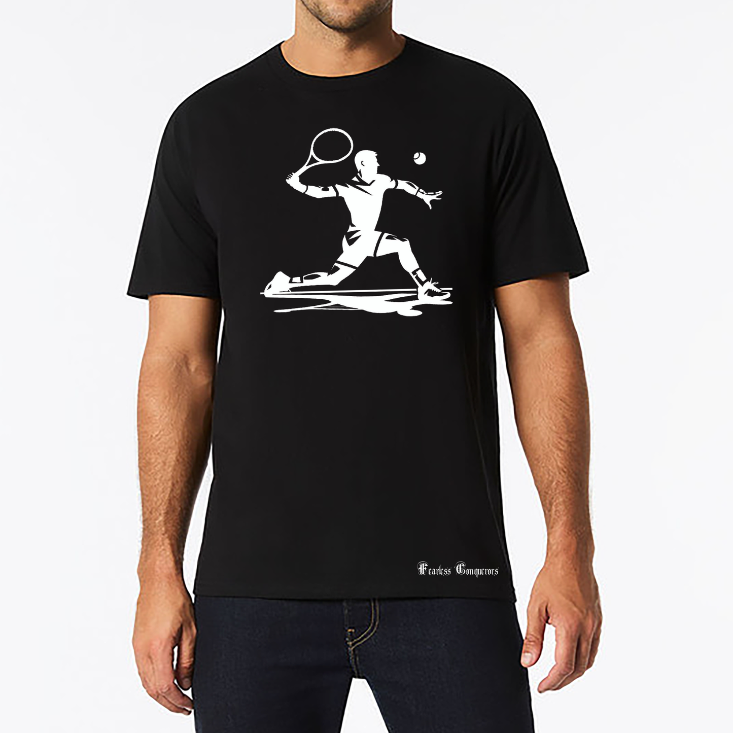 Fear the Forehand Tennis Tshirt in Black Colour