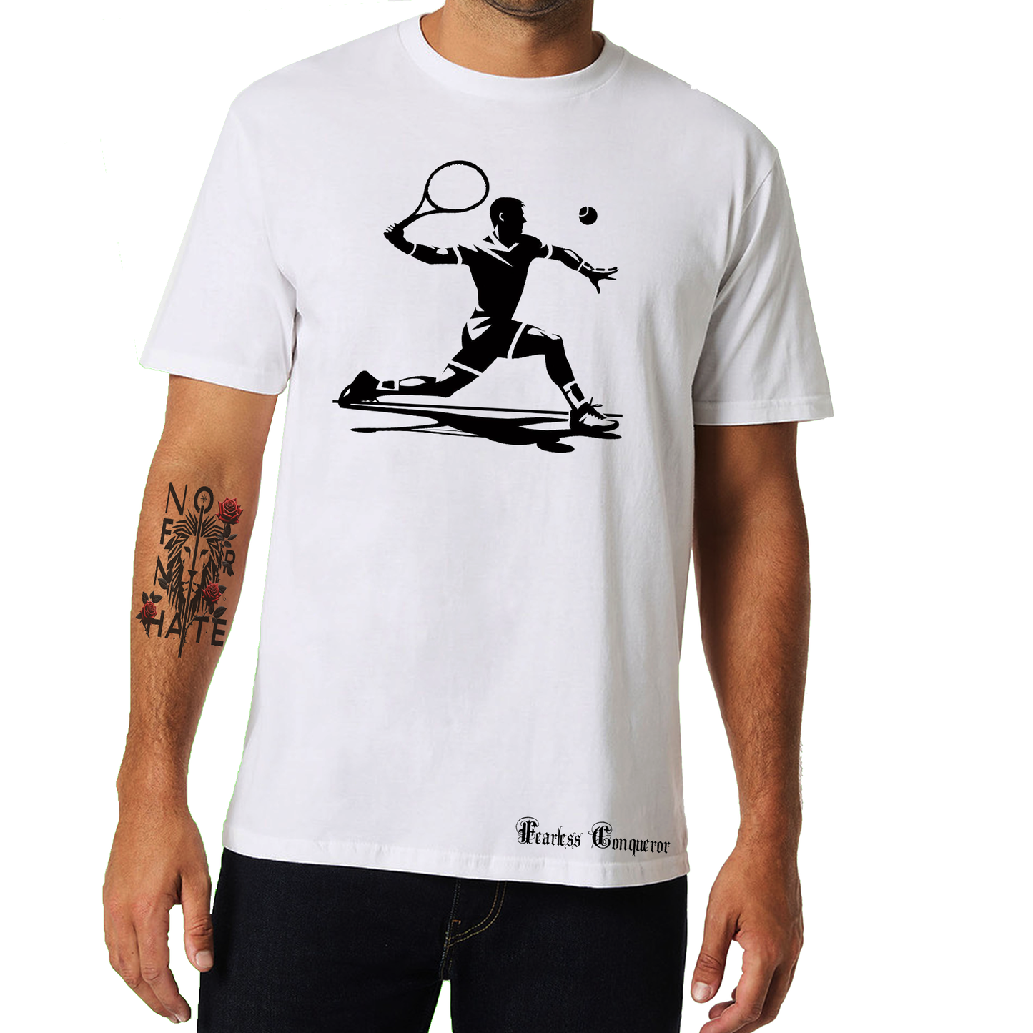 Fear the Forehand Tennis Tshirt in White Colour