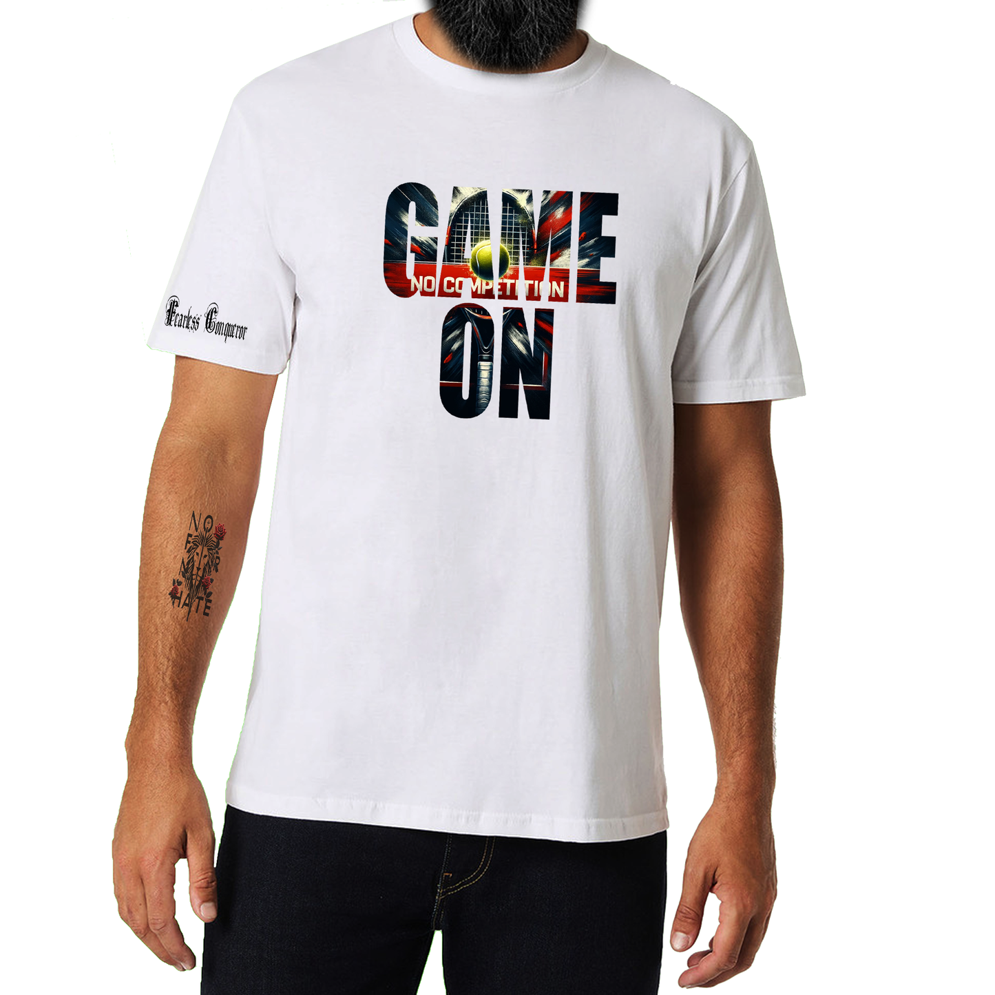 Game On Tennis Tshirt in White Colour