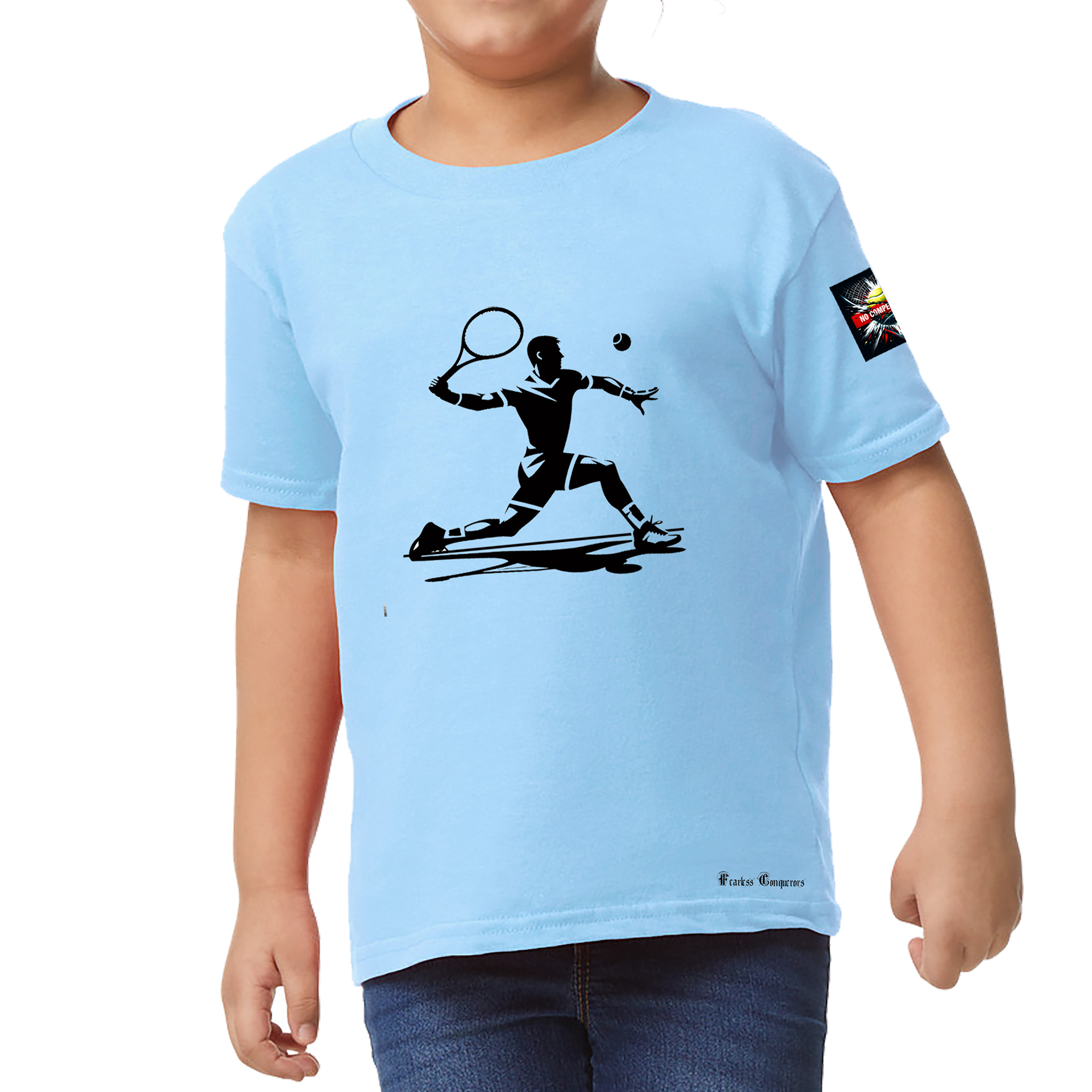 Fear the Forehand Tennis Tshirt for Kids & youth in Cyan Colour