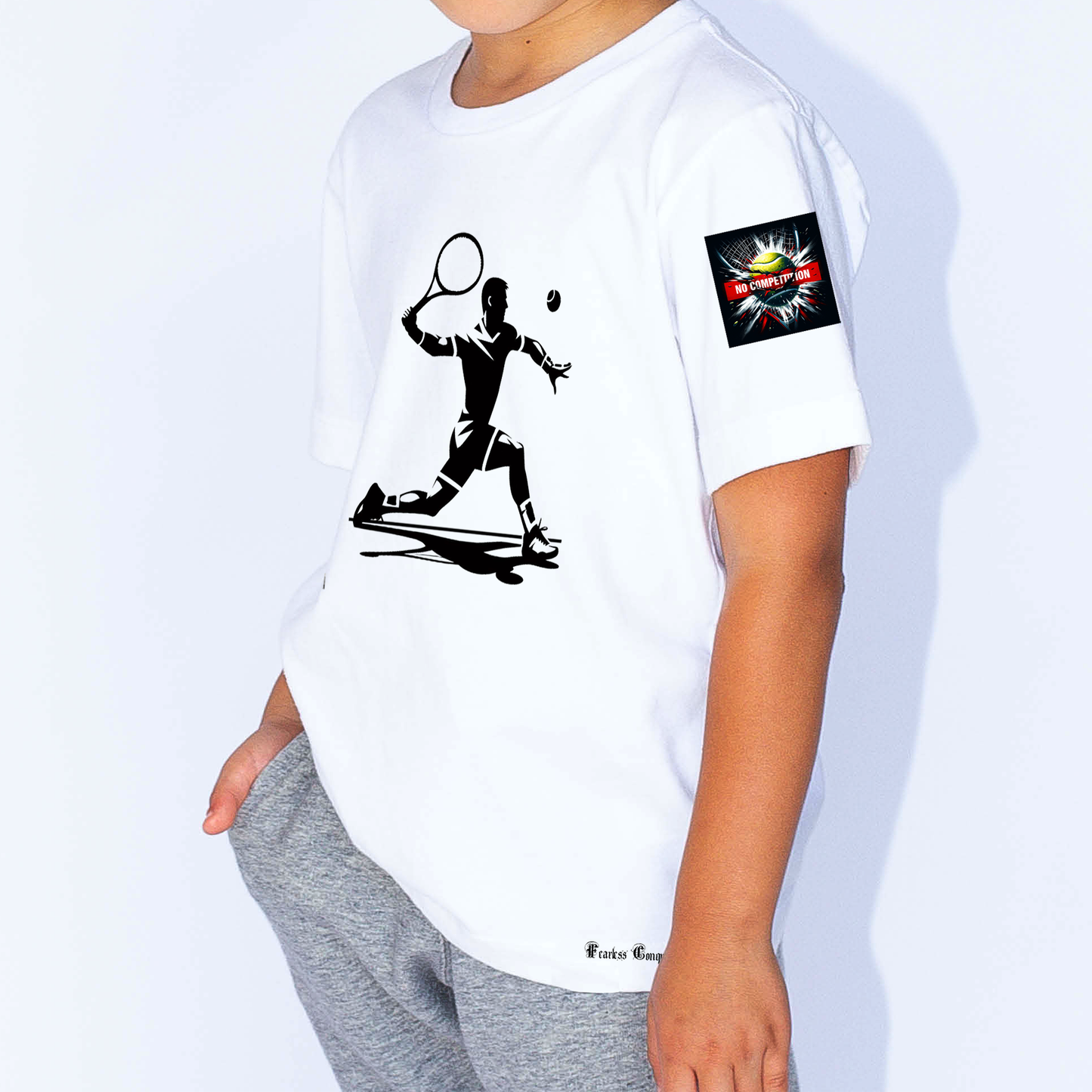 Fear the Forehand Tennis Tshirt for Kids & youth in White Colour